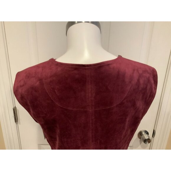 BCBG Max Azria Maroon Faux Suede Karlee Sleeveless Shift Dress, Size Small - Picture 7 of 8
